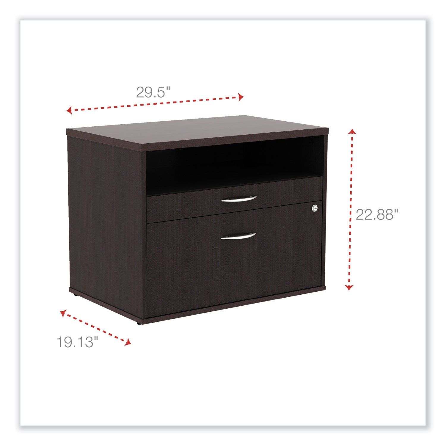 alera-open-office-desk-series-low-file-cabinet-credenza-2-drawer-pencil-filelegal-letter1-shelfespresso295x1913x2288_alels583020es - 2