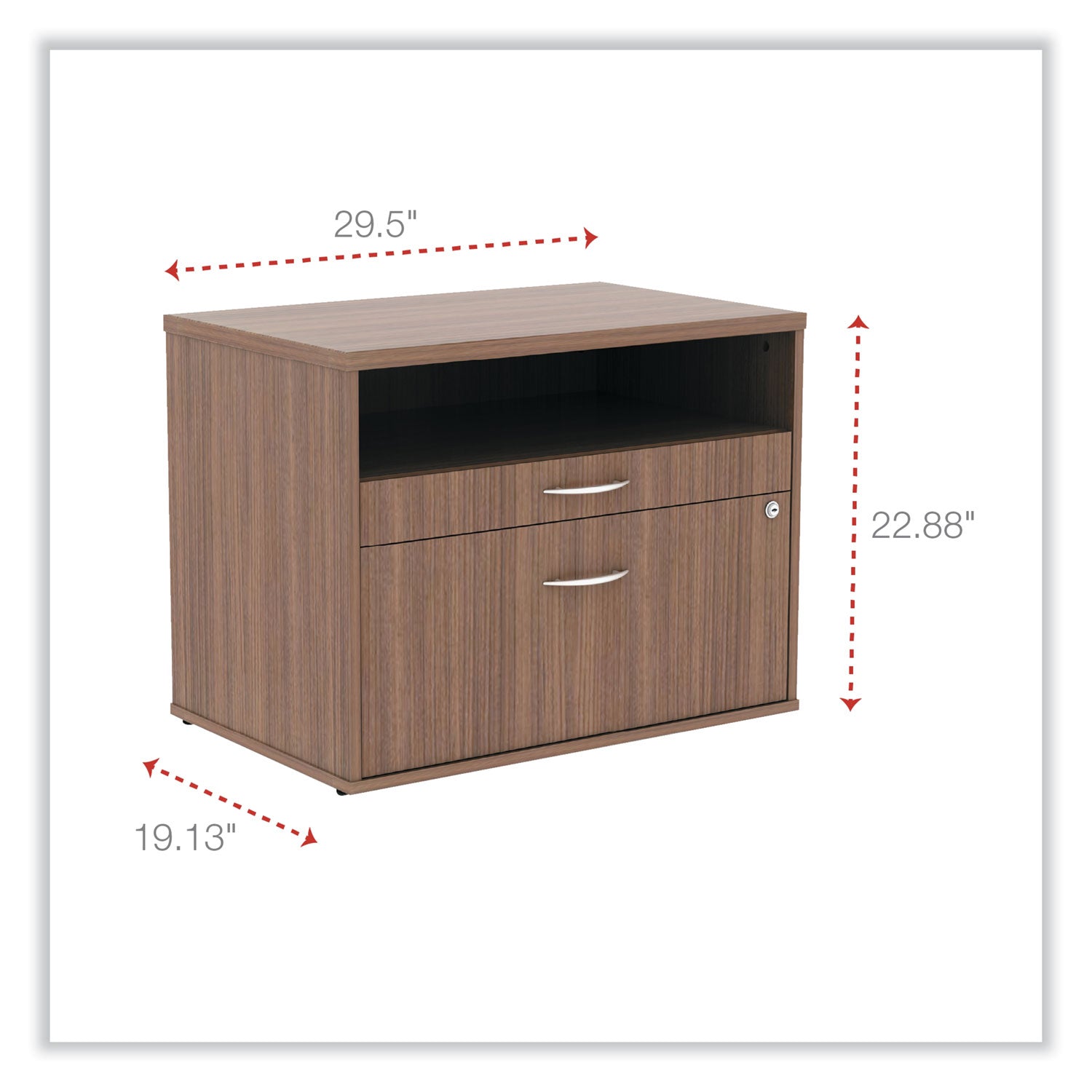 alera-open-office-desk-series-low-file-cabinet-credenza-2-drawer-pencil-file-legal-letter-1-shelfwalnut295x1913x2288_alels583020wa - 2