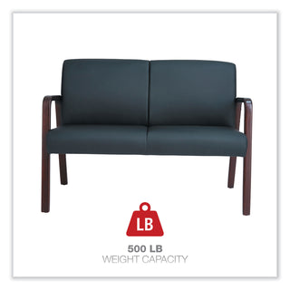Alera Reception Lounge Series Wood Loveseat, 44.88w x 26.13d x 33h, Black/Mahogany - 