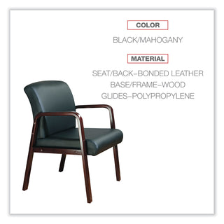 Alera Reception Lounge Series Wood Loveseat, 44.88w x 26.13d x 33h, Black/Mahogany - 