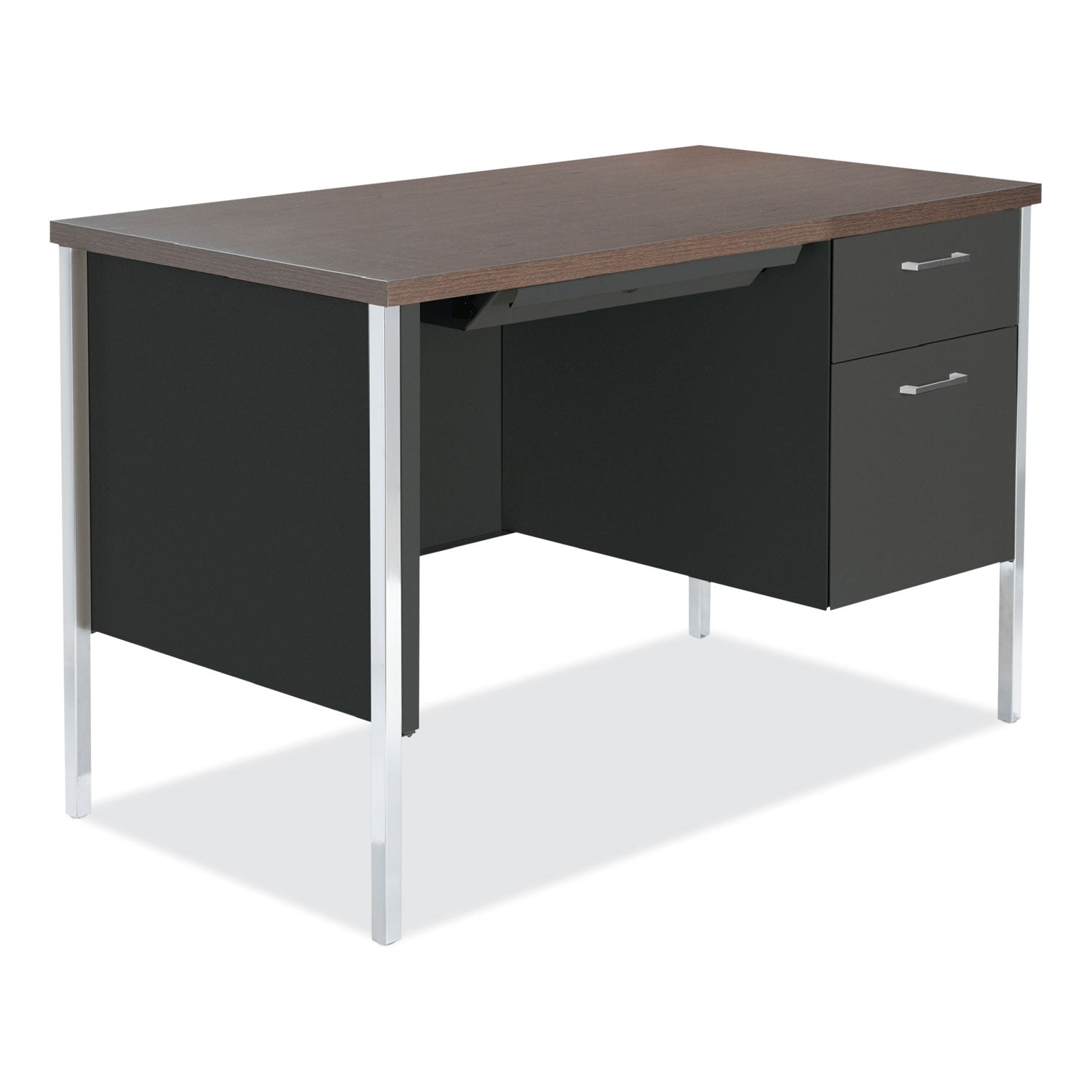 single-pedestal-steel-desk-4525-x-24-x-295-mocha-black-chrome-legs_alesd4524bm - 1