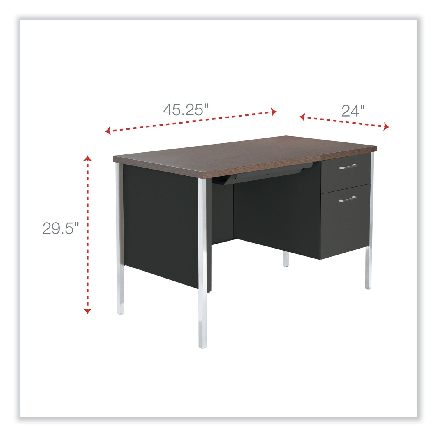 single-pedestal-steel-desk-4525-x-24-x-295-mocha-black-chrome-legs_alesd4524bm - 2