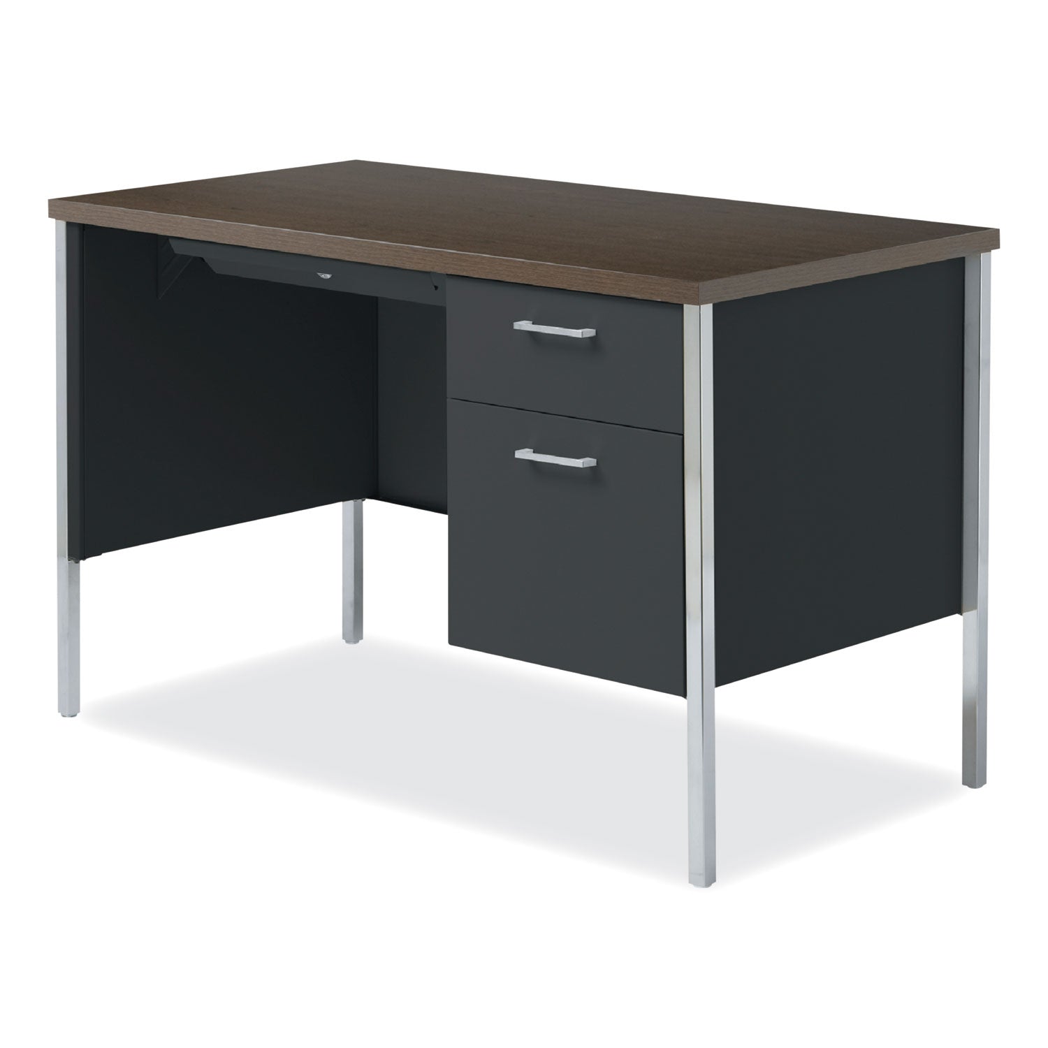 single-pedestal-steel-desk-4525-x-24-x-295-mocha-black-chrome-legs_alesd4524bm - 3