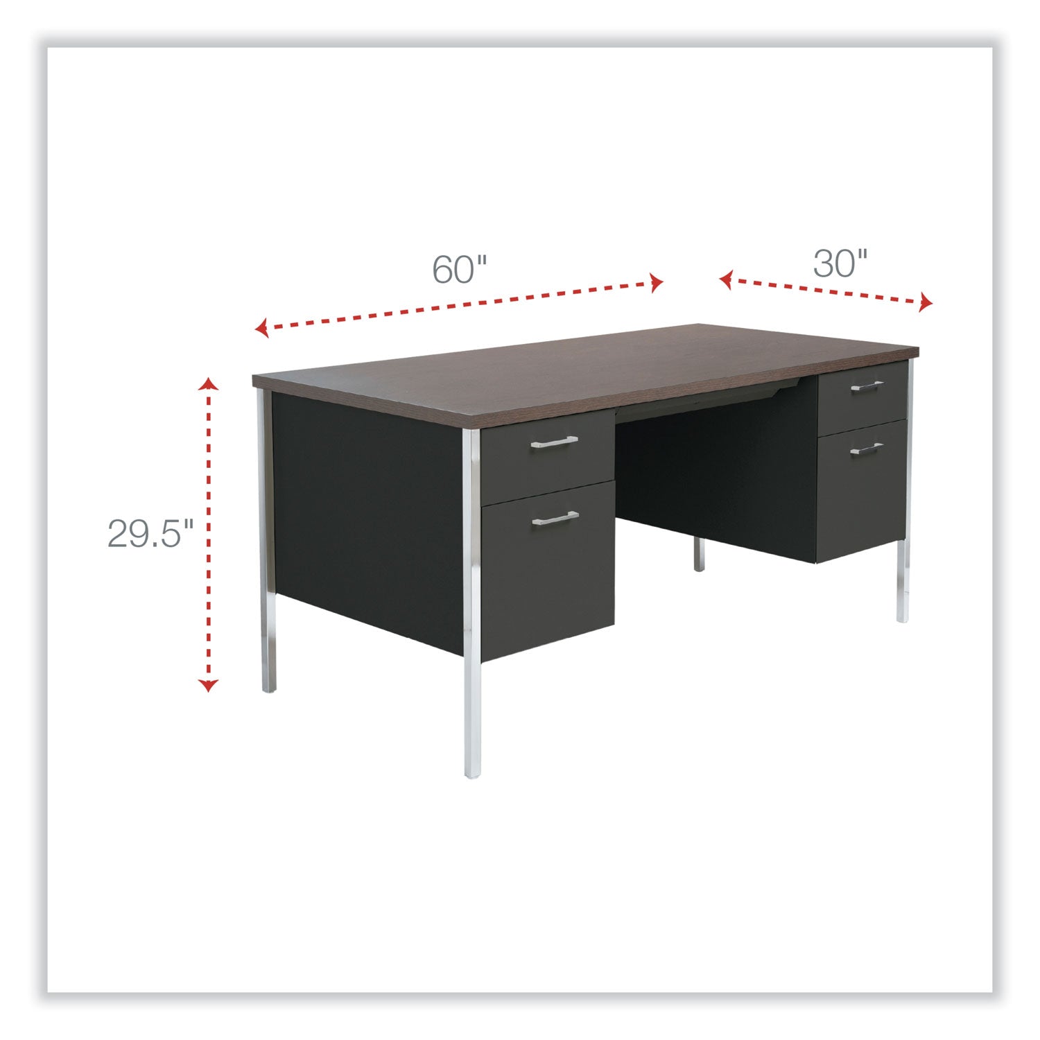 double-pedestal-steel-desk-60-x-30-x-295-mocha-black-chrome-plated-legs_alesd6030bm - 2