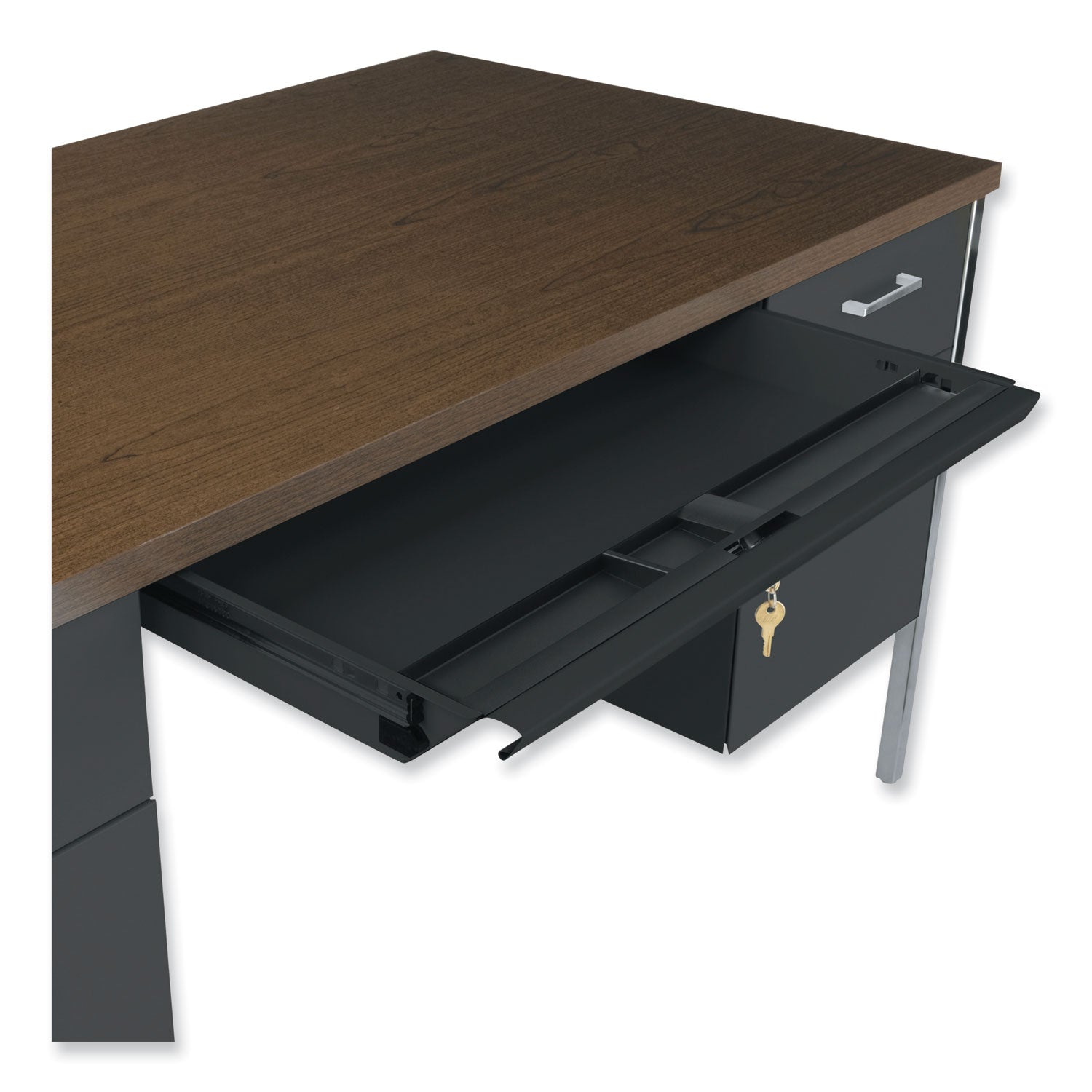 double-pedestal-steel-desk-60-x-30-x-295-mocha-black-chrome-plated-legs_alesd6030bm - 5