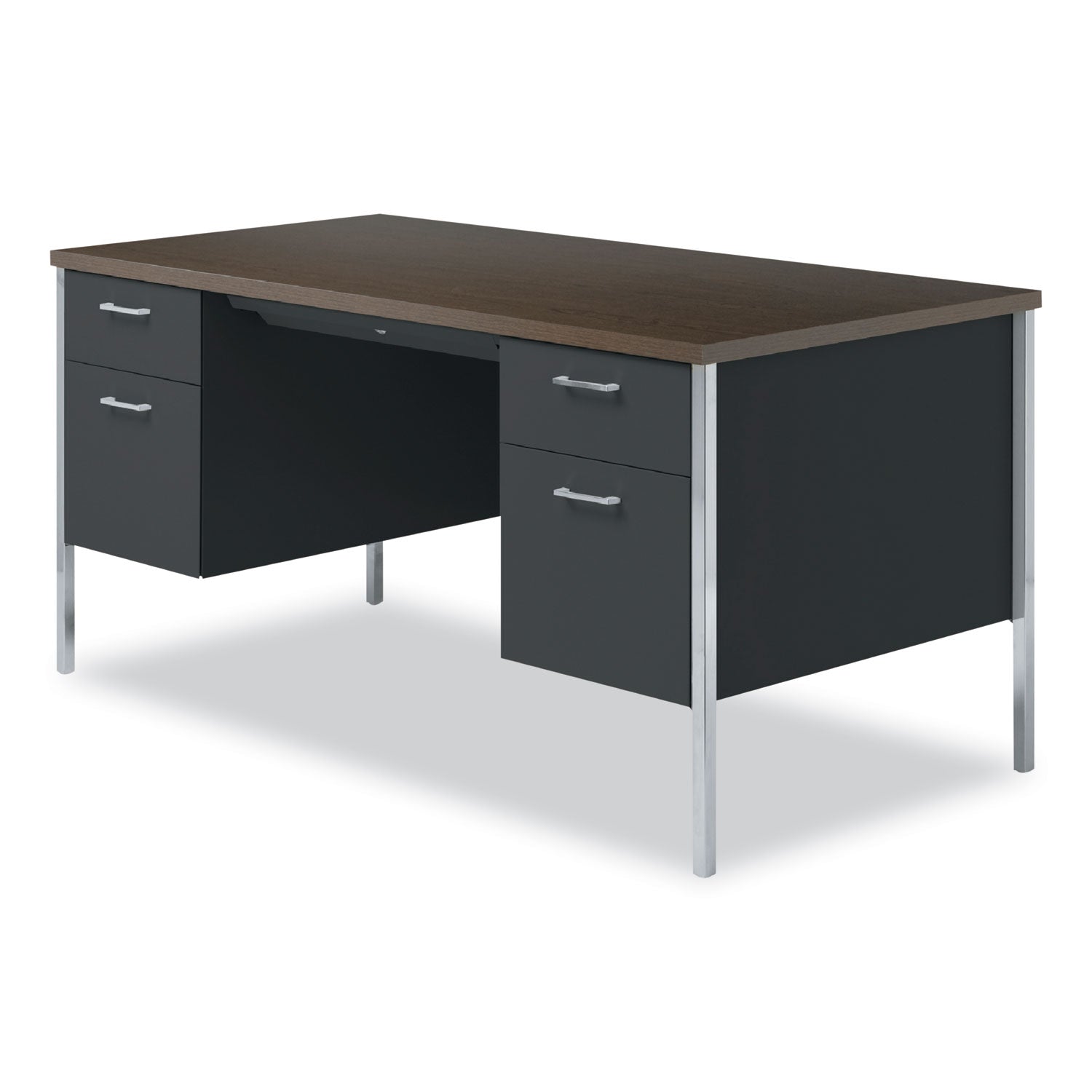 double-pedestal-steel-desk-60-x-30-x-295-mocha-black-chrome-plated-legs_alesd6030bm - 8