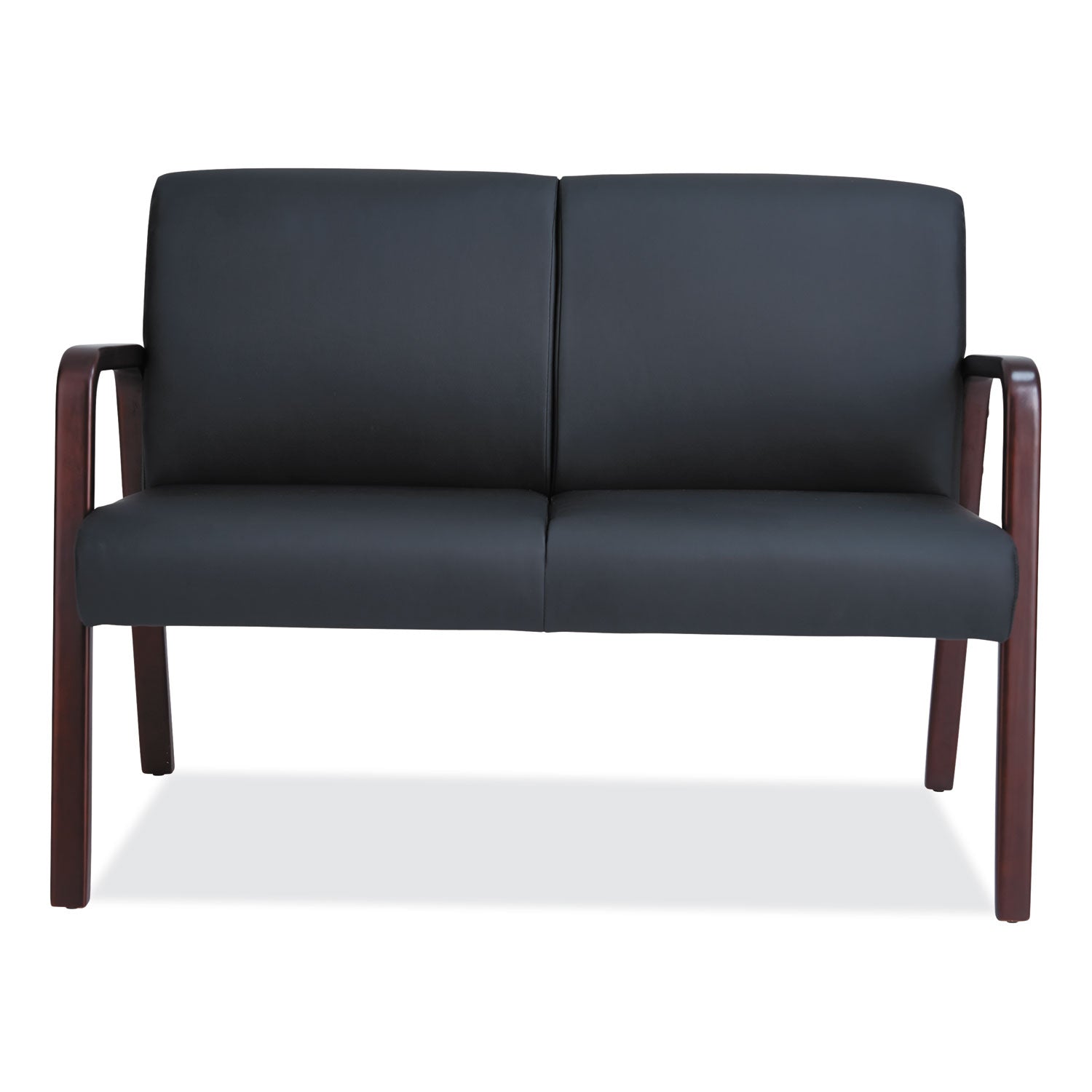 Alera Reception Lounge Series Wood Loveseat, 44.88w x 26.13d x 33h, Black/Mahogany - 