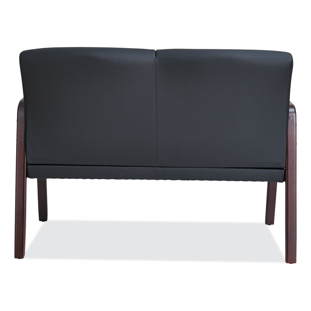 Alera Reception Lounge Series Wood Loveseat, 44.88w x 26.13d x 33h, Black/Mahogany - 