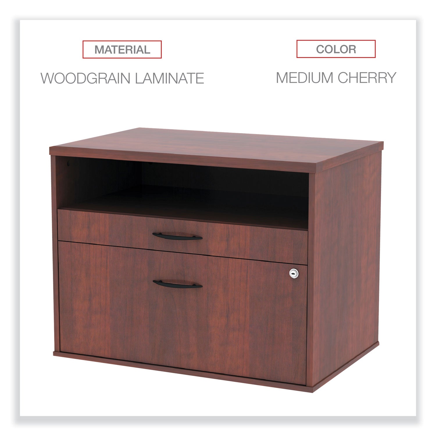 alera-open-office-desk-series-low-file-cabinet-credenza-2-drawer-pencil-file-legal-letter-1-shelfcherry295x1913x2288_alels583020mc - 4