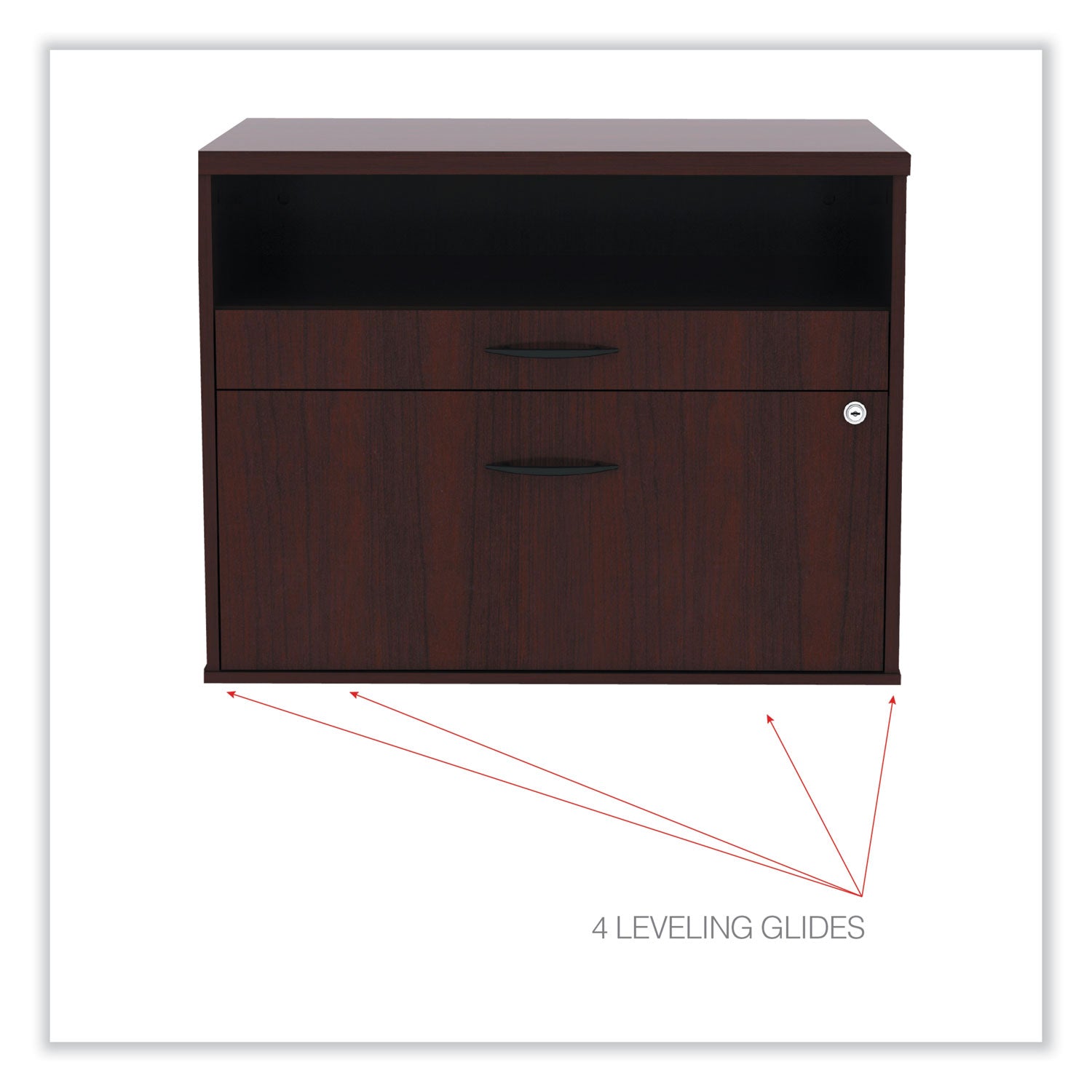 alera-open-office-desk-series-low-file-cabinet-credenza-2-drawer-pencil-filelegal-letter1-shelfmahogany295x1913x2288_alels583020my - 5