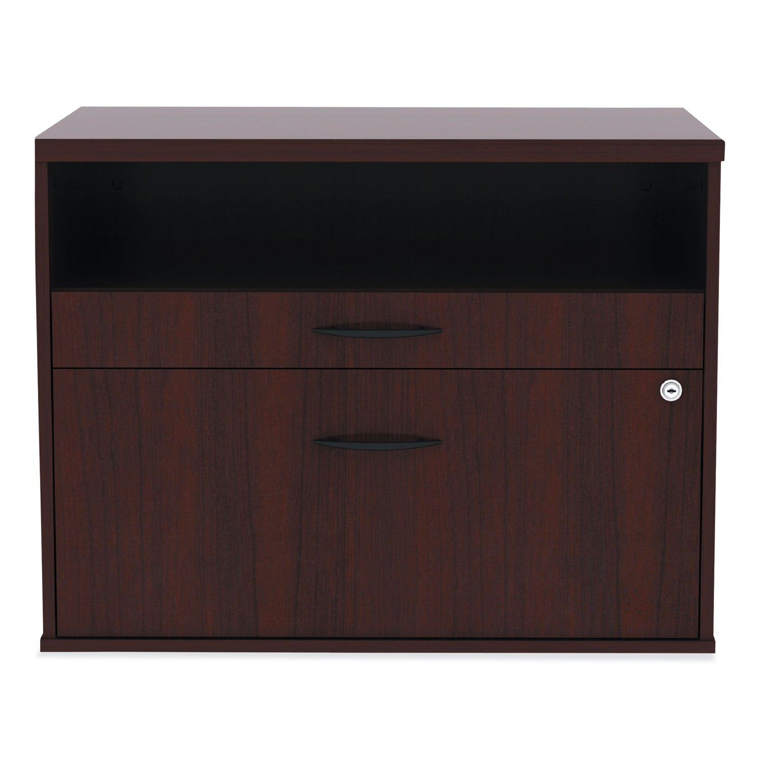 alera-open-office-desk-series-low-file-cabinet-credenza-2-drawer-pencil-filelegal-letter1-shelfmahogany295x1913x2288_alels583020my - 7