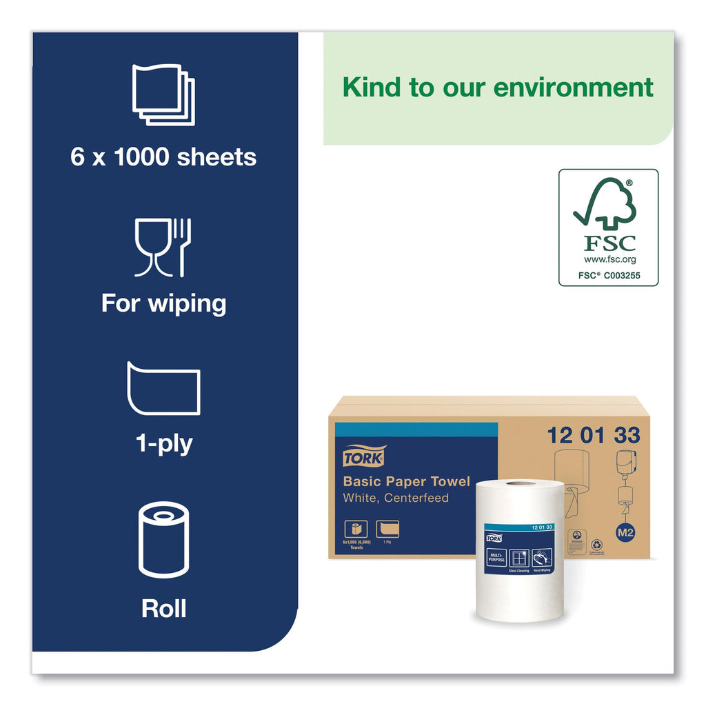 Advanced Centerfeed Hand Towel, 1-Ply, 8.25 x 11.8, White, 1,000/Roll, 6/Carton