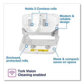 Elevation Coreless High Capacity Bath Tissue Dispenser, 14.17 x 5.08 x 8.23, White