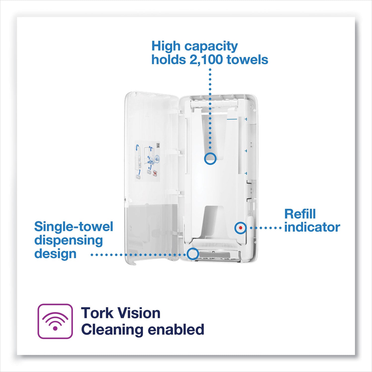PeakServe Continuous Hand Towel Dispenser, 14.57 x 3.98 x 28.74, White