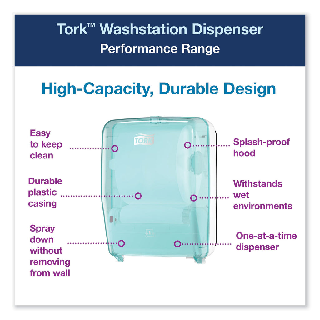 Washstation Dispenser, 12.56 x 10.57 x 18.09, Aqua/White