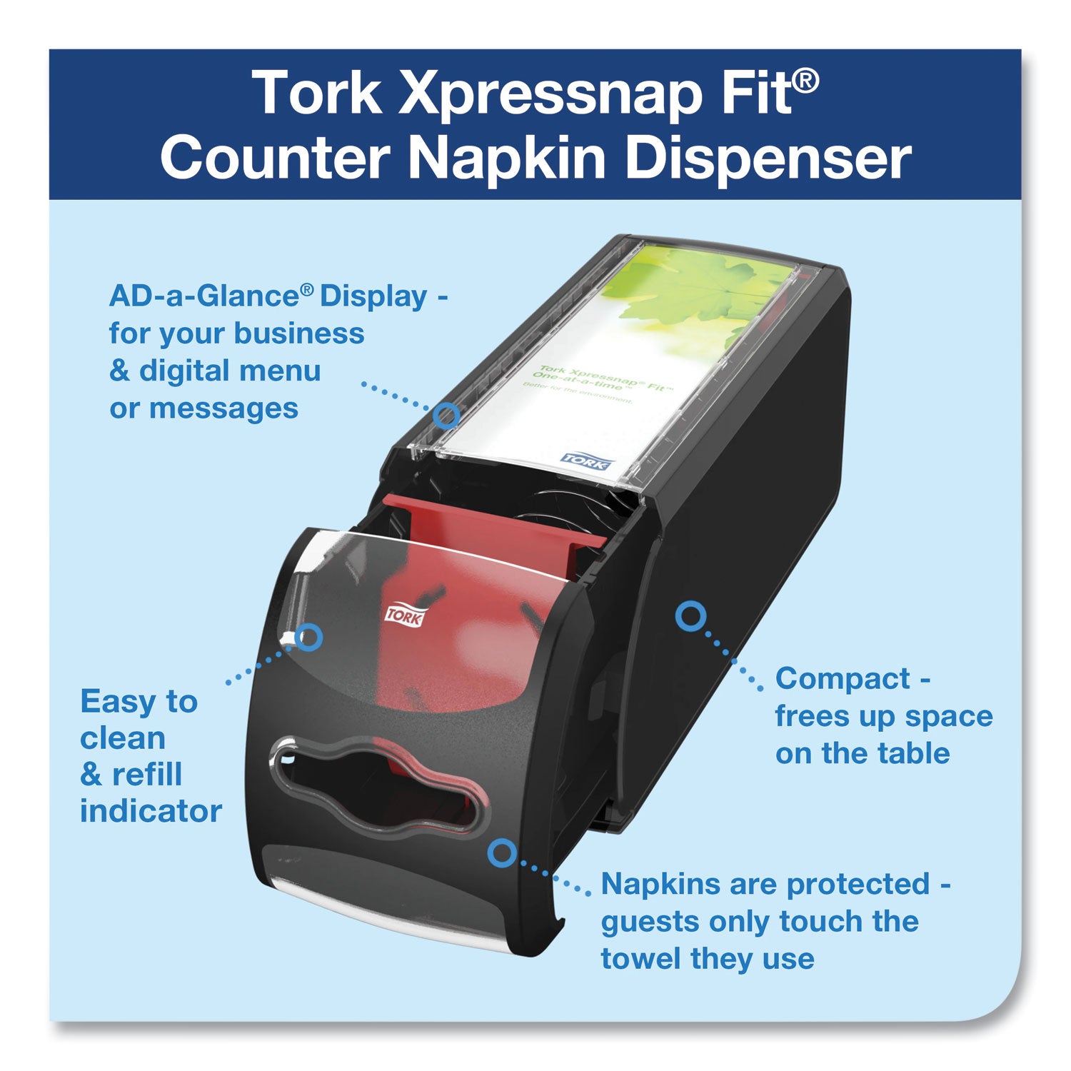 Xpressnap Fit Napkin Dispenser, Countertop, 4.8 x 12.8 x 5.6, Black - 2