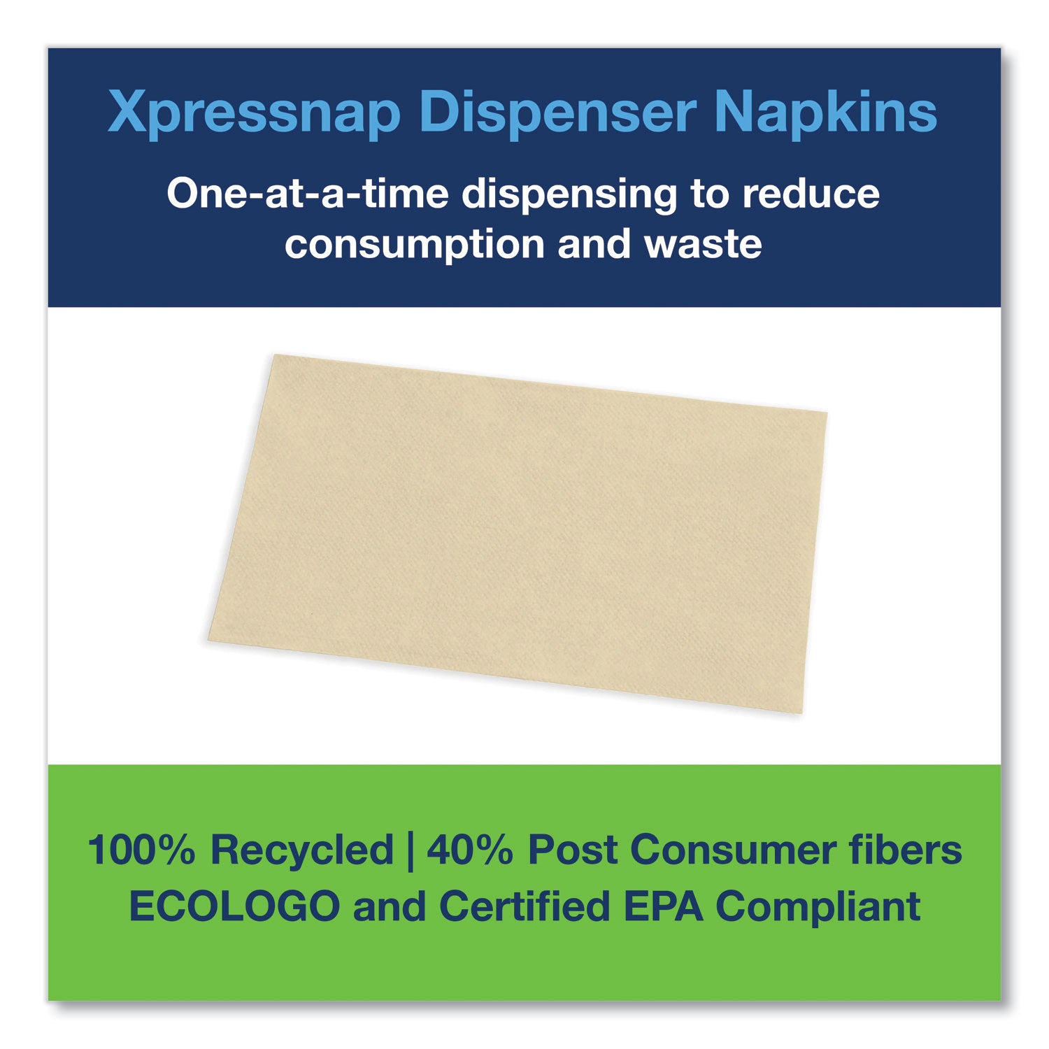 Xpressnap Interfold Dispenser Napkins, 2-Ply, Bag-Pack, 13 x 8.5, Natural, 500/Pack, 12 Packs/Carton
