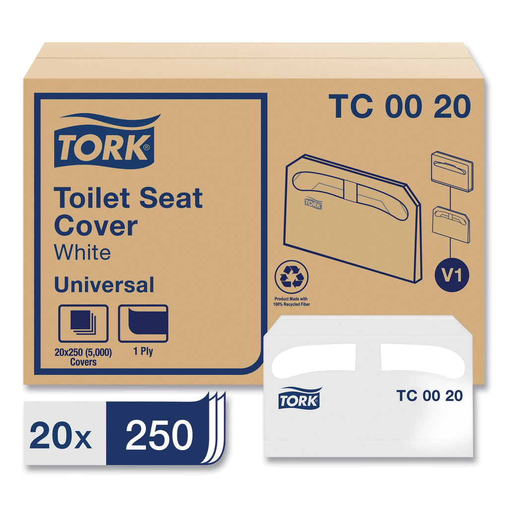 Toilet Seat Cover, Half-Fold, 14.5 x 17, White, 250/Pack, 20 Packs/Carton