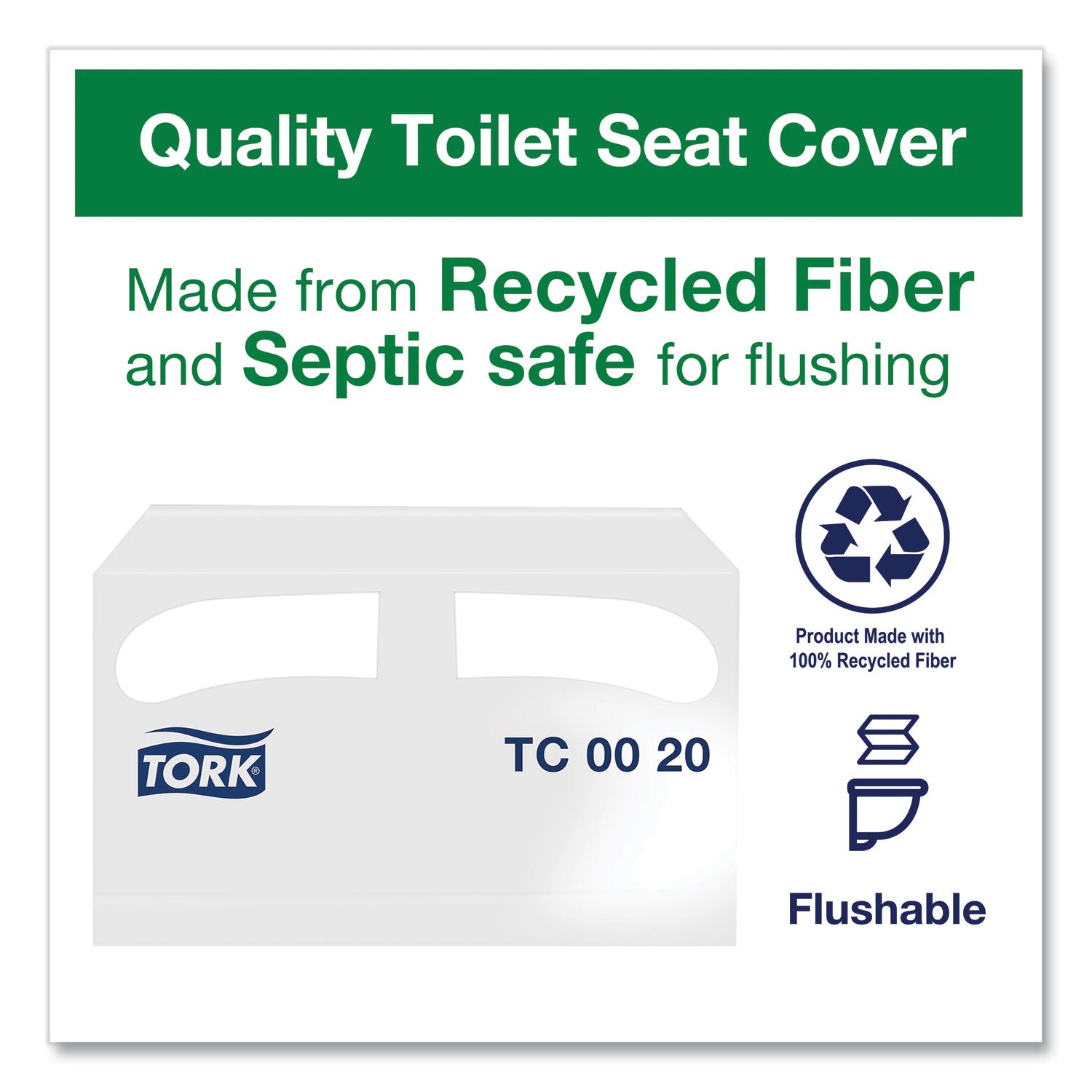 Toilet Seat Cover, Half-Fold, 14.5 x 17, White, 250/Pack, 20 Packs/Carton