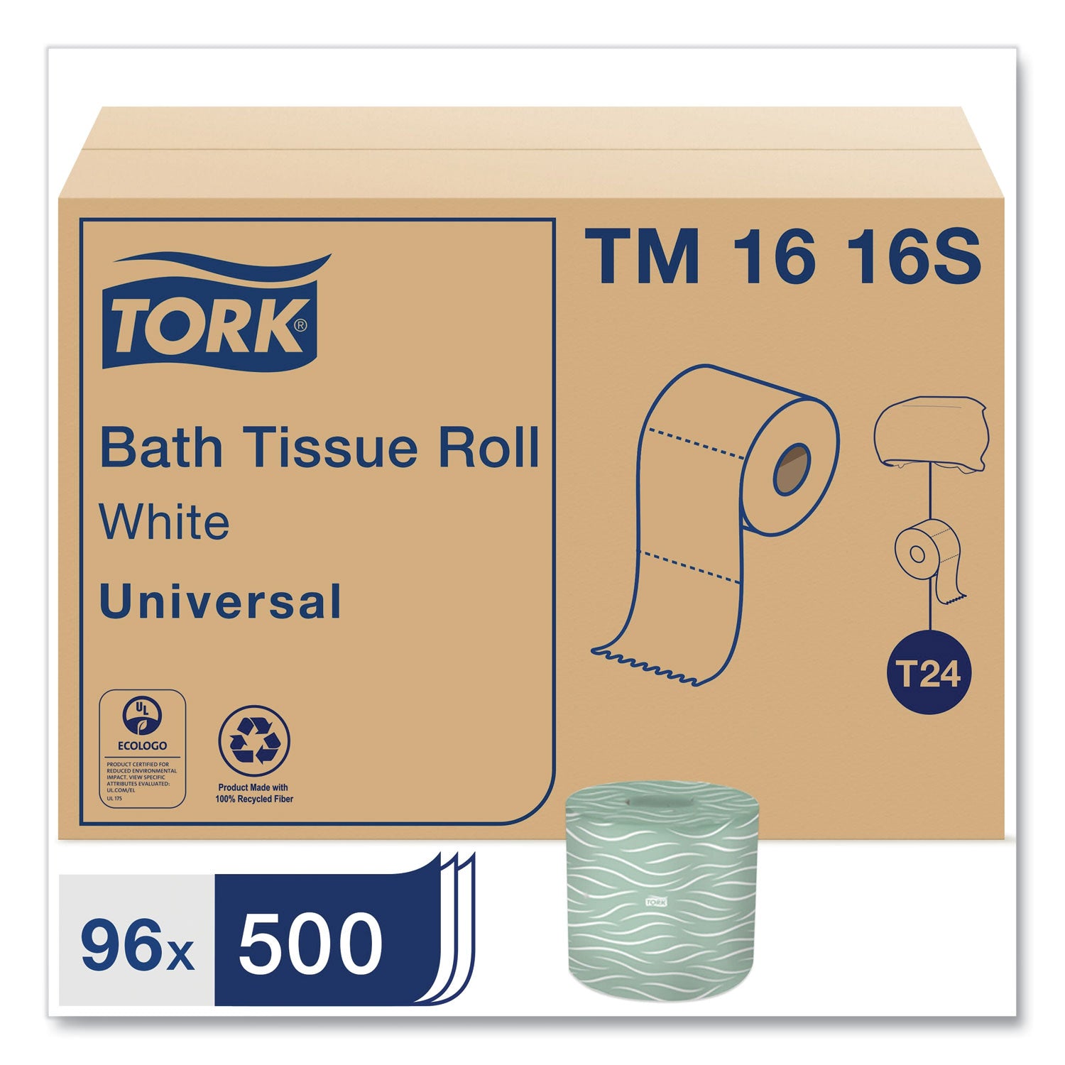 Universal Bath Tissue, Septic Safe, 2-Ply, White, 500 Sheets/Roll, 96 Rolls/Carton
