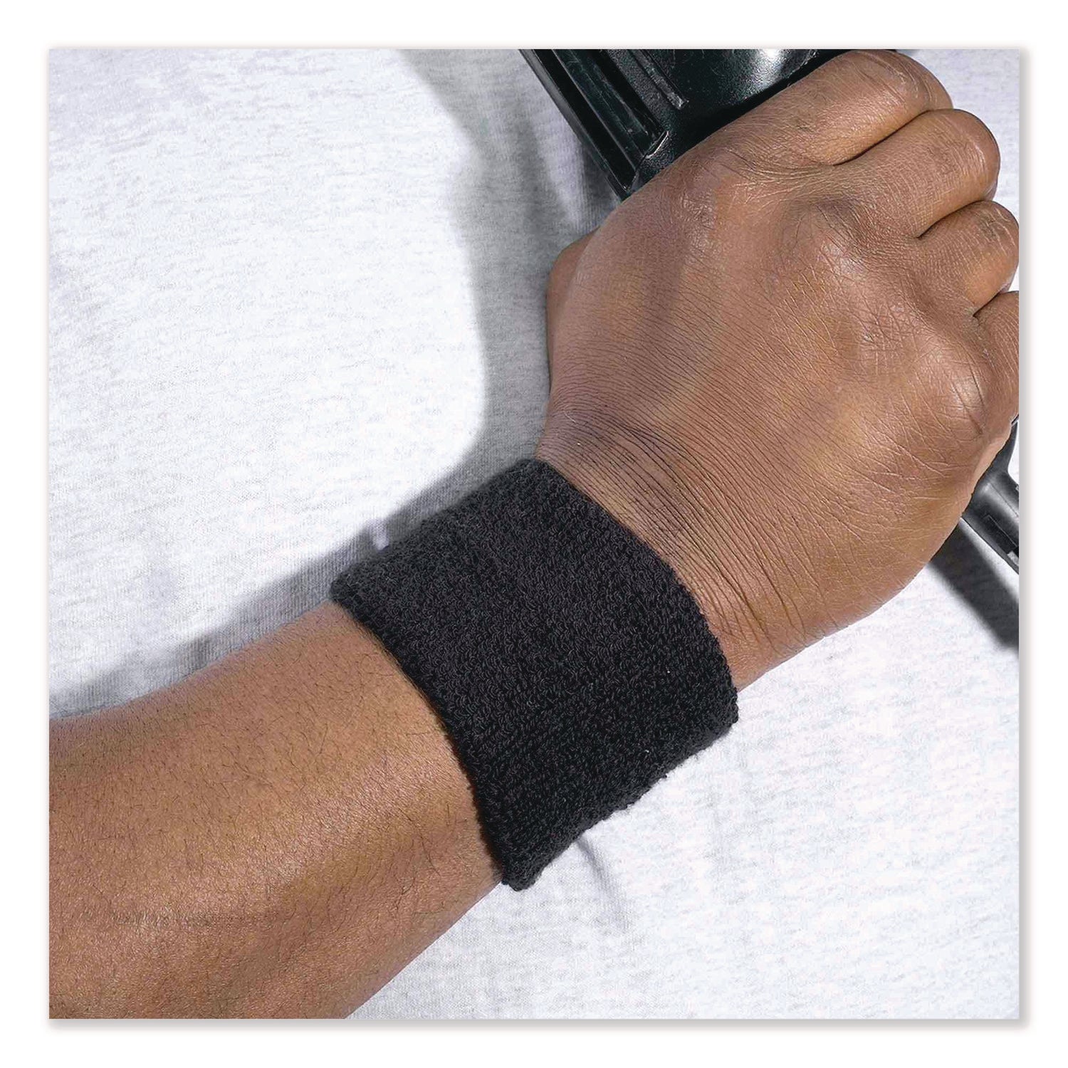 Chill-Its 6500 Wrist Terry Cloth Sweatband, Cotton Terry, One Size Fits Most, Black, Ships in 1-3 Business Days