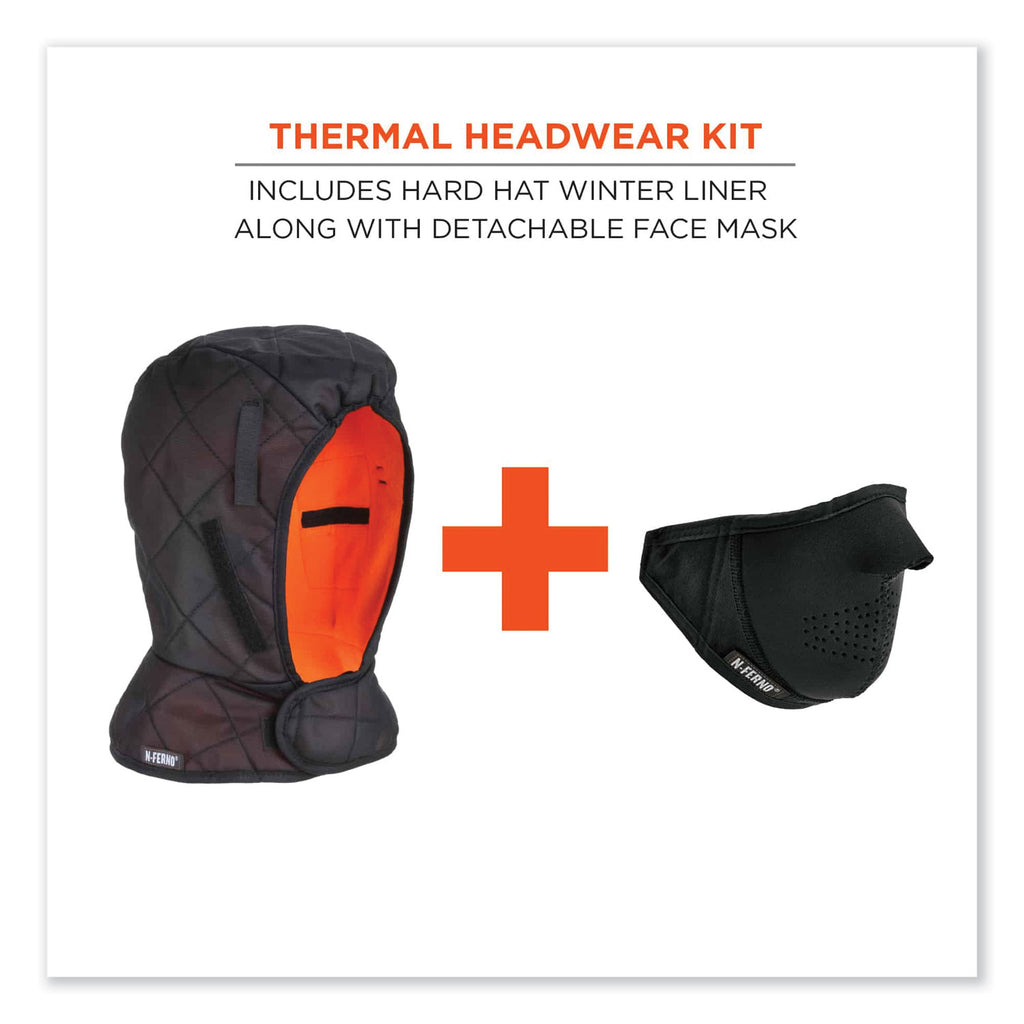 N-Ferno 6878 3-Layer Winter Liner + Mouthpiece Kit, Fleece/Neoprene/Polyester, One Size, Black, Ships in 1-3 Business Days