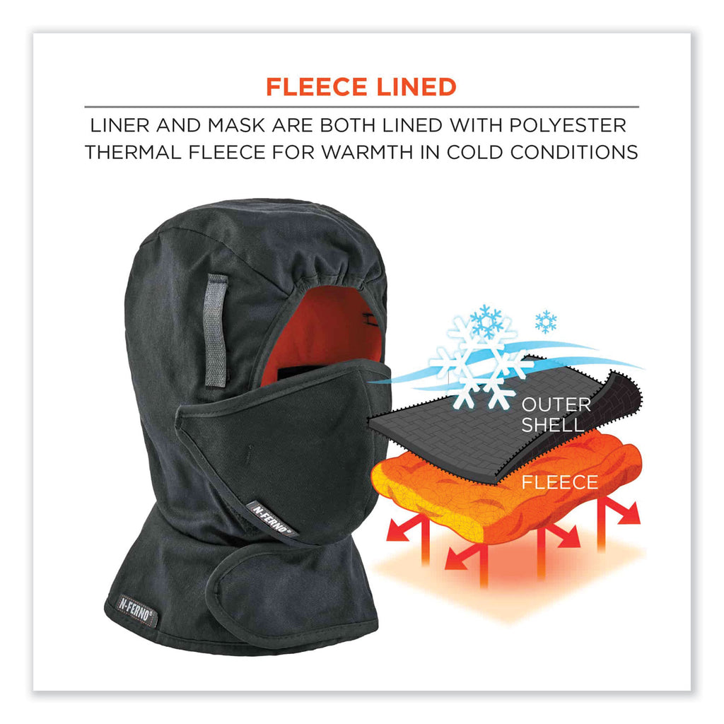 N-Ferno 6871 2-Layer Winter Liner + Mouthpiece Kit, Fleece/Cotton, One Size Fits Most, Black, Ships in 1-3 Business Days