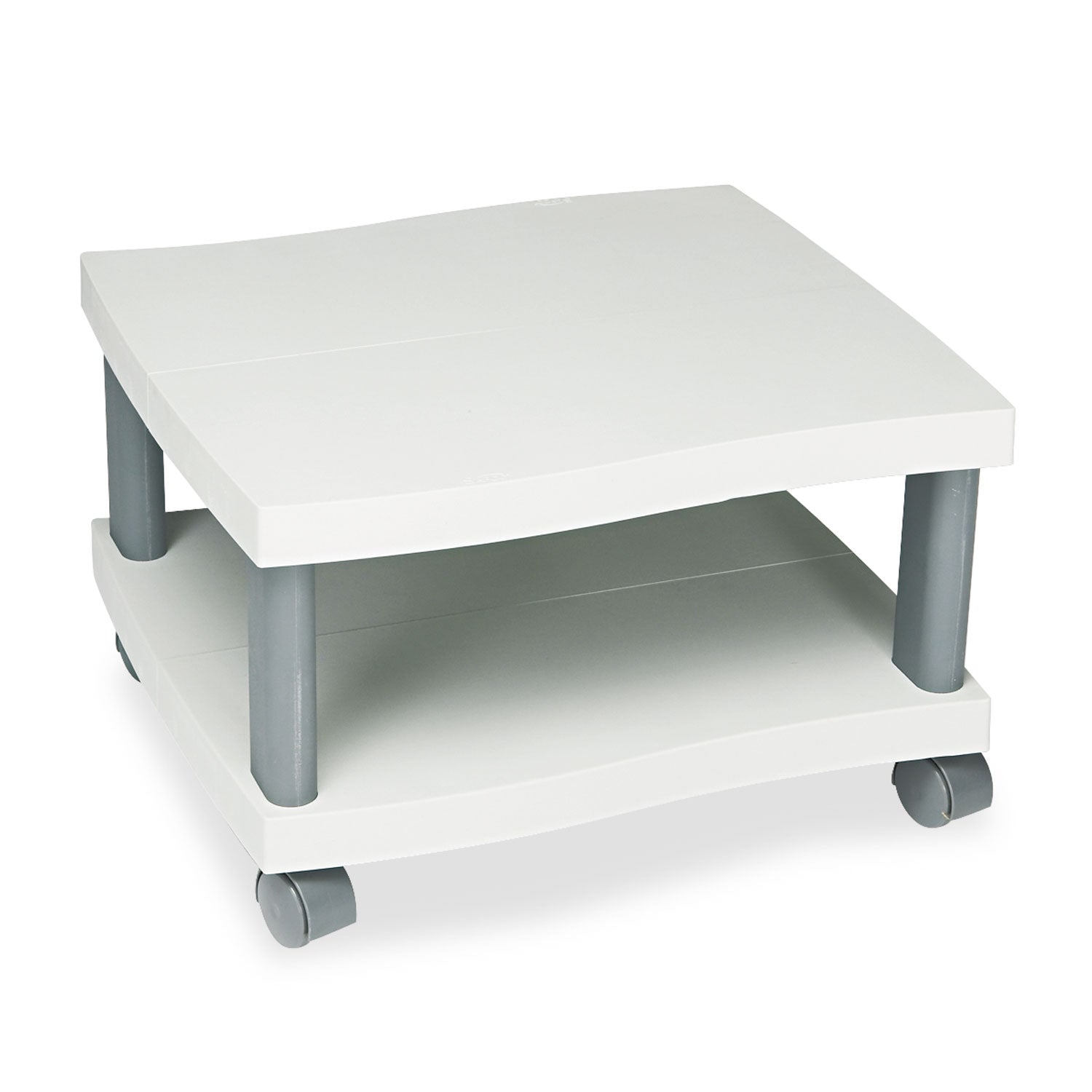 Wave Design Under-Desk Printer Stand, Plastic, 2 Shelves, 20" x 17.5" x 11.5", White/Charcoal Gray - 