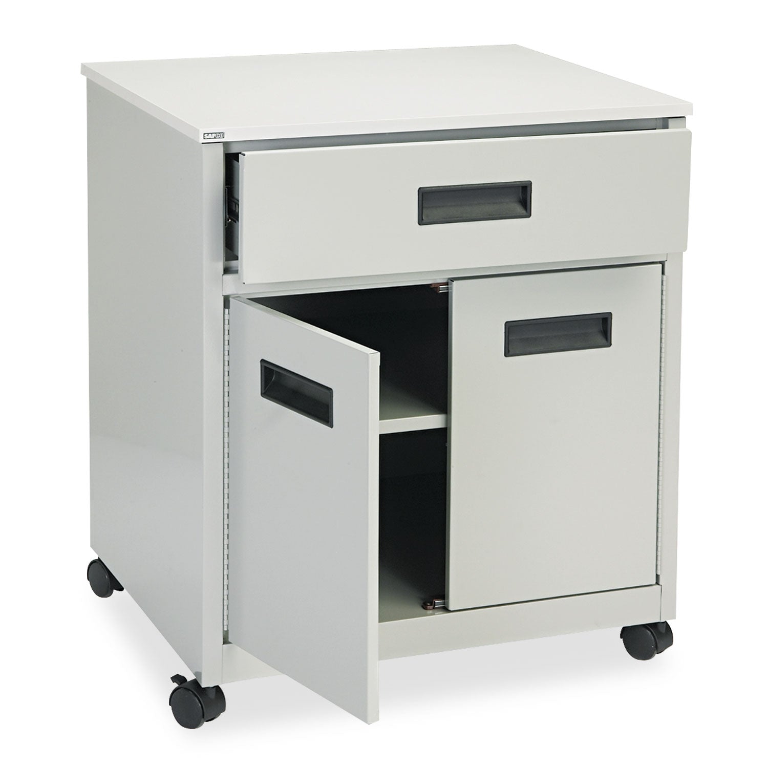 Steel Machine Stand with Pullout Drawer, Engineered Wood, 3 Shelves, 1 Drawer, 25" x 20" x 29.75", Gray