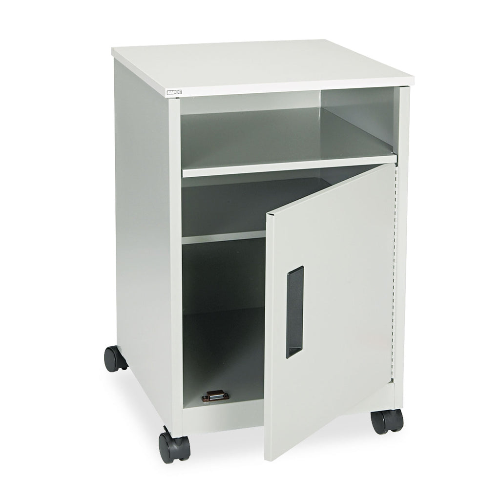 Safco Steel Compact Machine Stand - 200 lb Load Capacity - Hinged Door - 27.4" Height x 17.3" Width x 17.3" Depth - Floor - Laminate - Steel - Gray