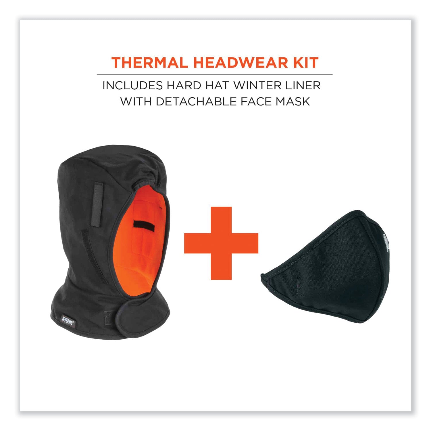 N-Ferno 6871 2-Layer Winter Liner + Mouthpiece Kit, Fleece/Cotton, One Size Fits Most, Black, Ships in 1-3 Business Days