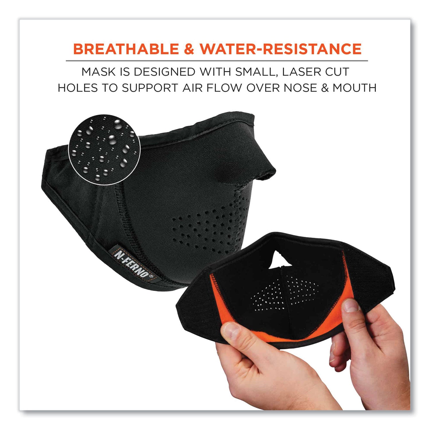 N-Ferno 6878 3-Layer Winter Liner + Mouthpiece Kit, Fleece/Neoprene/Polyester, One Size, Black, Ships in 1-3 Business Days