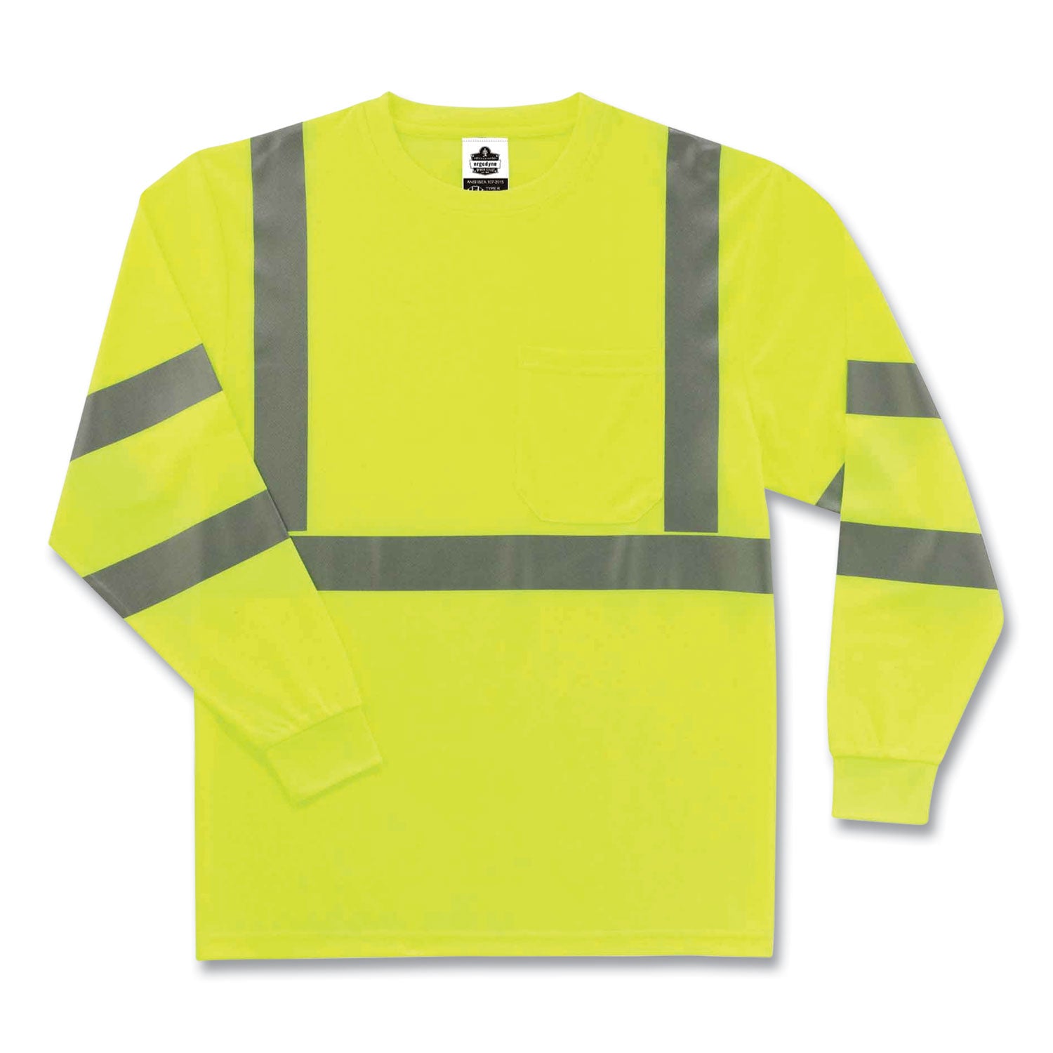 glowear-8391-class-3-hi-vis-long-sleeve-shirt-polyester-lime-2x-large-ships-in-1-3-business-days_ego21706 - 1