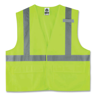GloWear 8225HL Class 2 Standard Solid Hook and Loop Vest, Polyester, Lime, Large/X-Large, Ships in 1-3 Business Days
