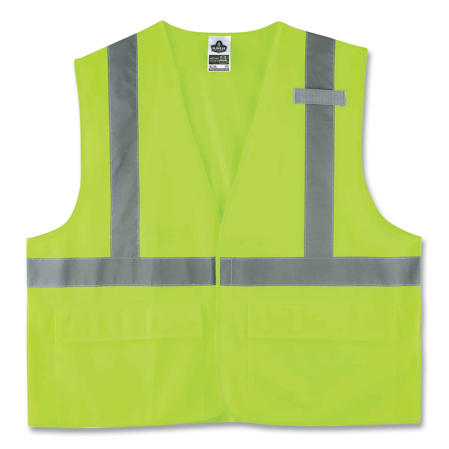 glowear-8225hl-class-2-standard-solid-hook-and-loop-vest-polyester-lime-large-x-large-ships-in-1-3-business-days_ego21185 - 1