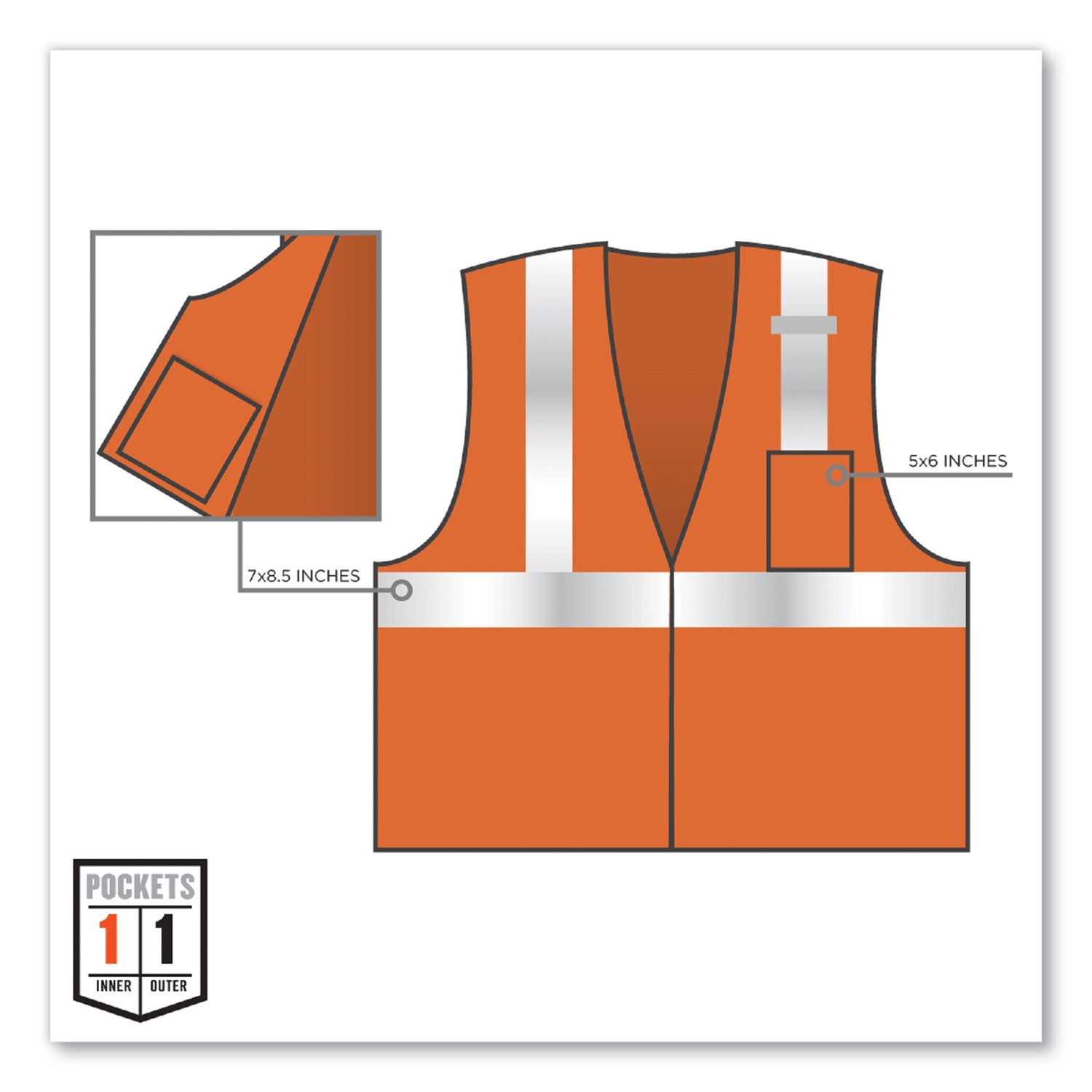GloWear 8210Z Class 2 Economy Mesh Vest, Polyester, Orange, 2X-Large/3X-Large, Ships in 1-3 Business Days