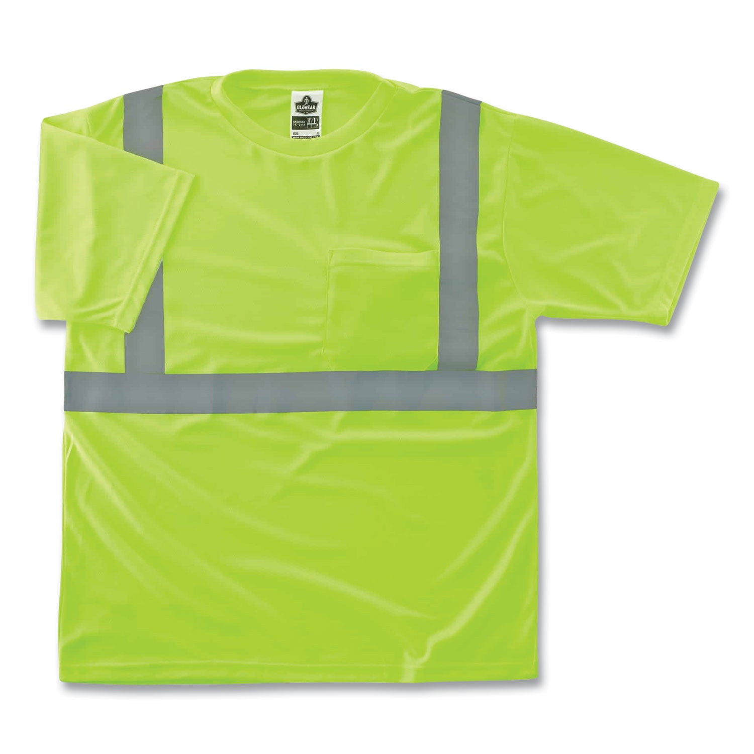 GloWear 8289 Class 2 Hi-Vis T-Shirt, Polyester, Lime, Small, Ships in 1-3 Business Days - 
