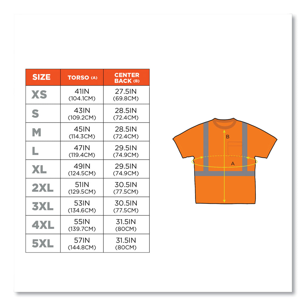 GloWear 8289 Class 2 Hi-Vis T-Shirt, Polyester, Orange, X-Small, Ships in 1-3 Business Days