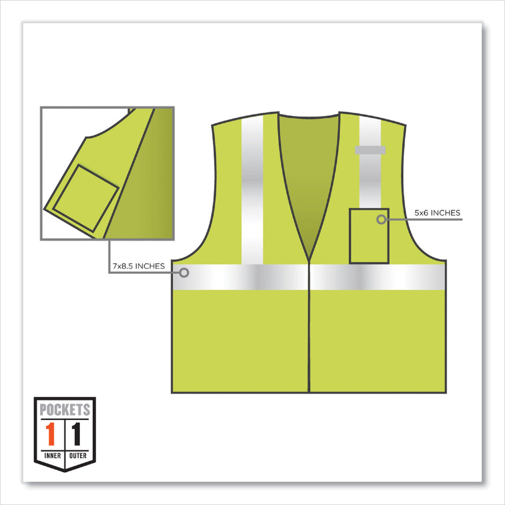GloWear 8210Z Class 2 Economy Mesh Vest, Polyester, Lime, Small/Medium, Ships in 1-3 Business Days
