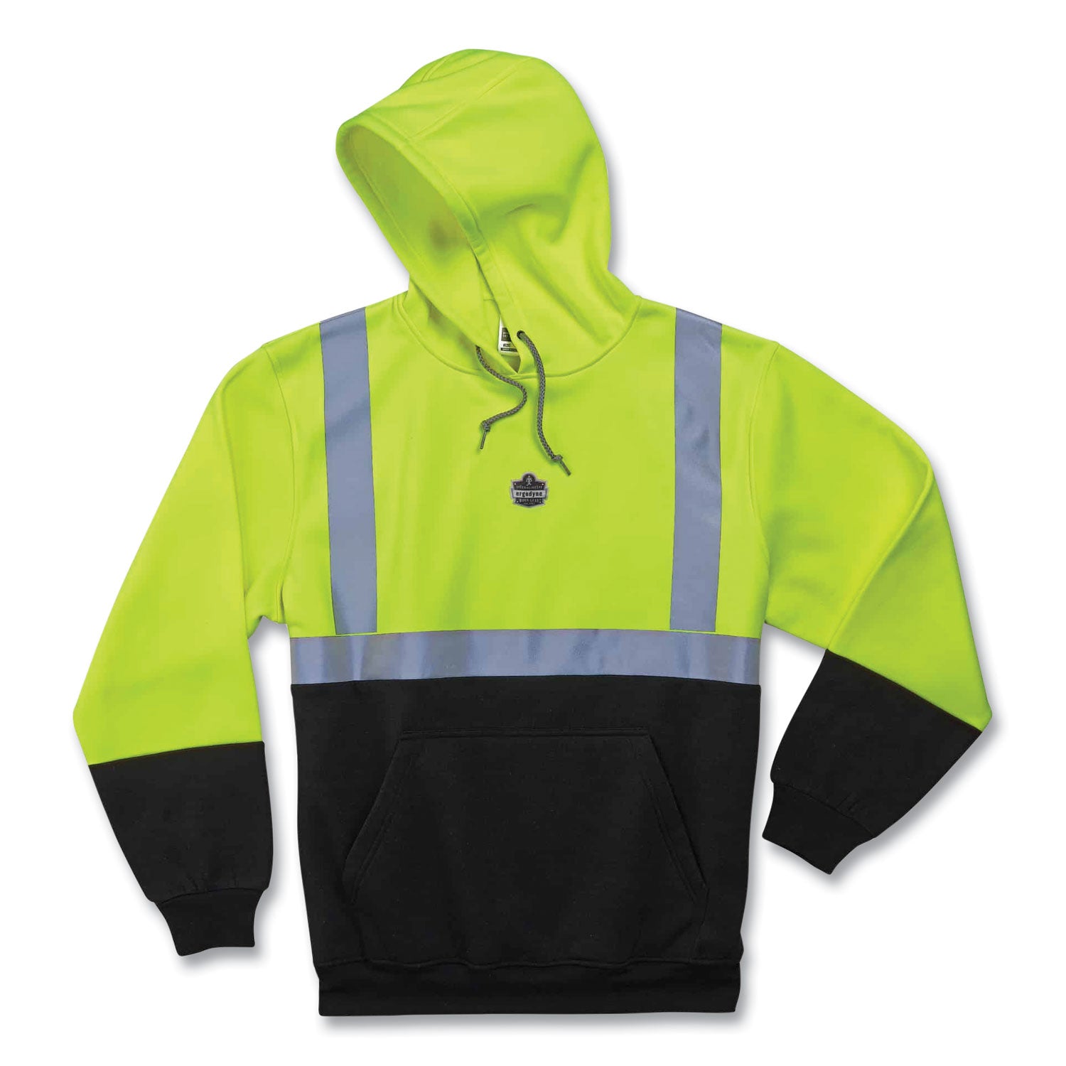 glowear-8293-hi-vis-class-2-hooded-sweatshirt-black-bottom-polar-fleece-small-lime-ships-in-1-3-business-days_ego21683 - 1