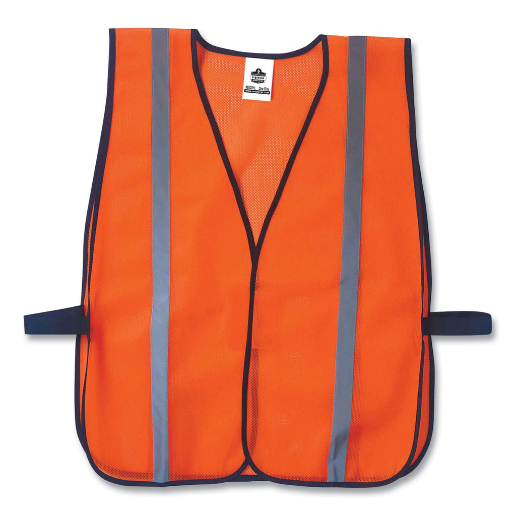 GloWear 8020HL Non-Certified Standard Vest, Polyester, One Size Fits Most, Orange, Ships in 1-3 Business Days