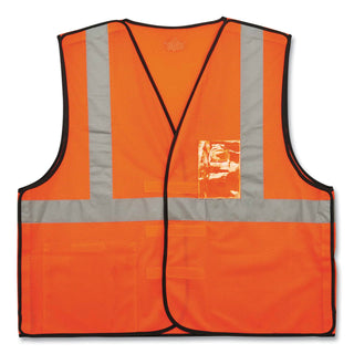 GloWear 8216BA Class 2 Breakaway Mesh ID Holder Vest, Polyester, Small/Medium, Orange, Ships in 1-3 Business Days