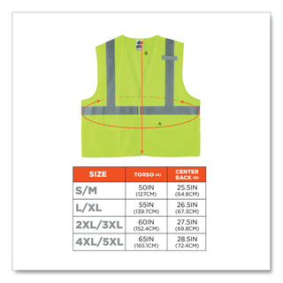GloWear 8225HL Class 2 Standard Solid Hook and Loop Vest, Polyester, Lime, 2X-Large/3X-Large, Ships in 1-3 Business Days