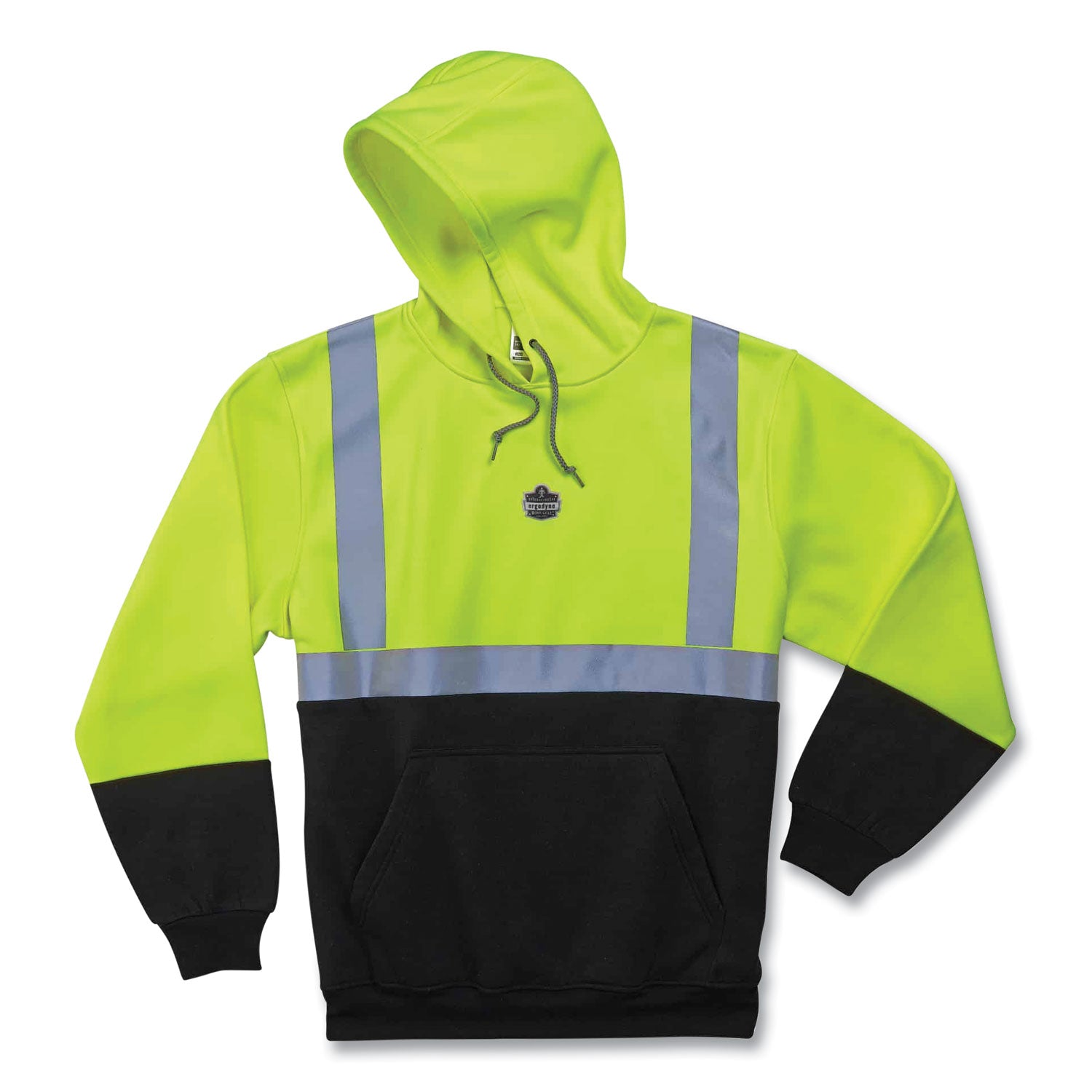 glowear-8293-hi-vis-class-2-hooded-sweatshirt-black-bottom-polar-fleece-small-lime-ships-in-1-3-business-days_ego21685 - 1