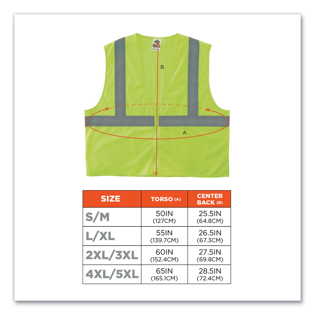GloWear 8205Z Class 2 Super Economy Mesh Vest, Polyester, Lime, 4X-Large/5X-Large, Ships in 1-3 Business Days