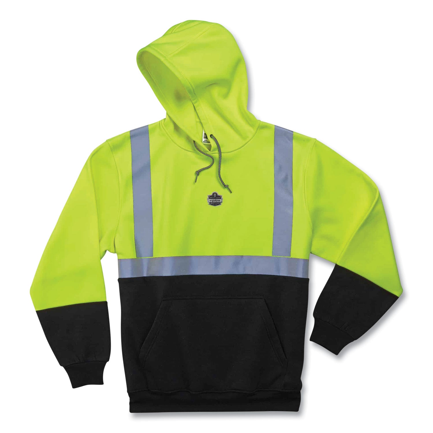 glowear-8293-hi-vis-class-2-hooded-sweatshirt-black-bottom-polar-fleece-small-lime-ships-in-1-3-business-days_ego21687 - 1