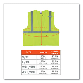GloWear 8225Z Class 2 Standard Solid Vest, Polyester, Lime, 2X-Large/3X-Large, Ships in 1-3 Business Days