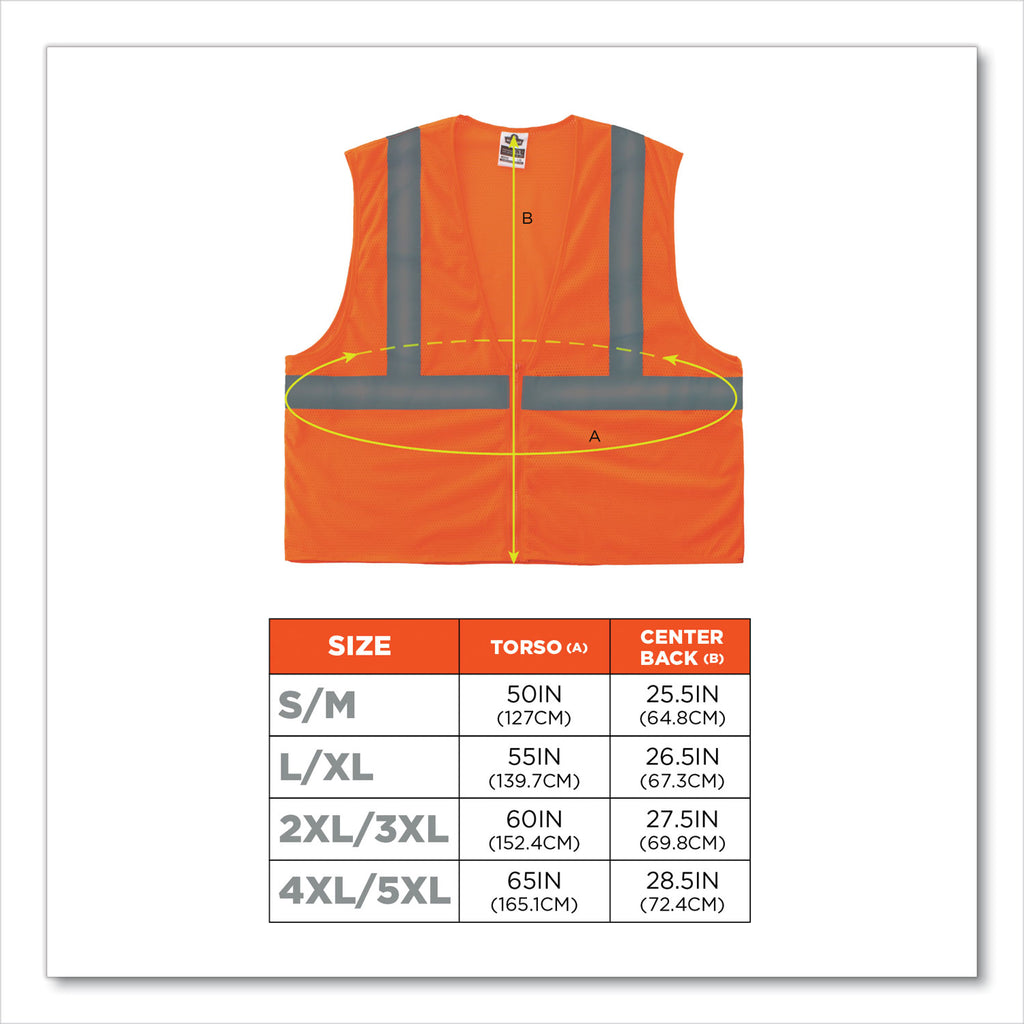 GloWear 8205Z Class 2 Super Economy Mesh Vest, Polyester, Orange, Small/Medium, Ships in 1-3 Business Days