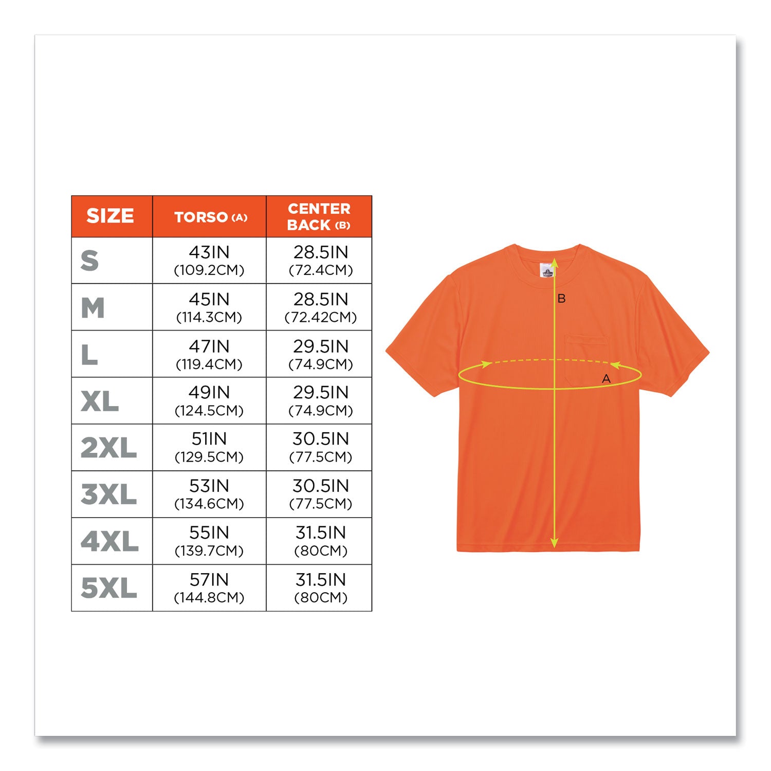 GloWear 8089 Non-Certified Hi-Vis T-Shirt, Polyester, Small, Orange, Ships in 1-3 Business Days