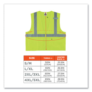 GloWear 8225Z Class 2 Standard Solid Vest, Polyester, Lime, Large/X-Large, Ships in 1-3 Business Days